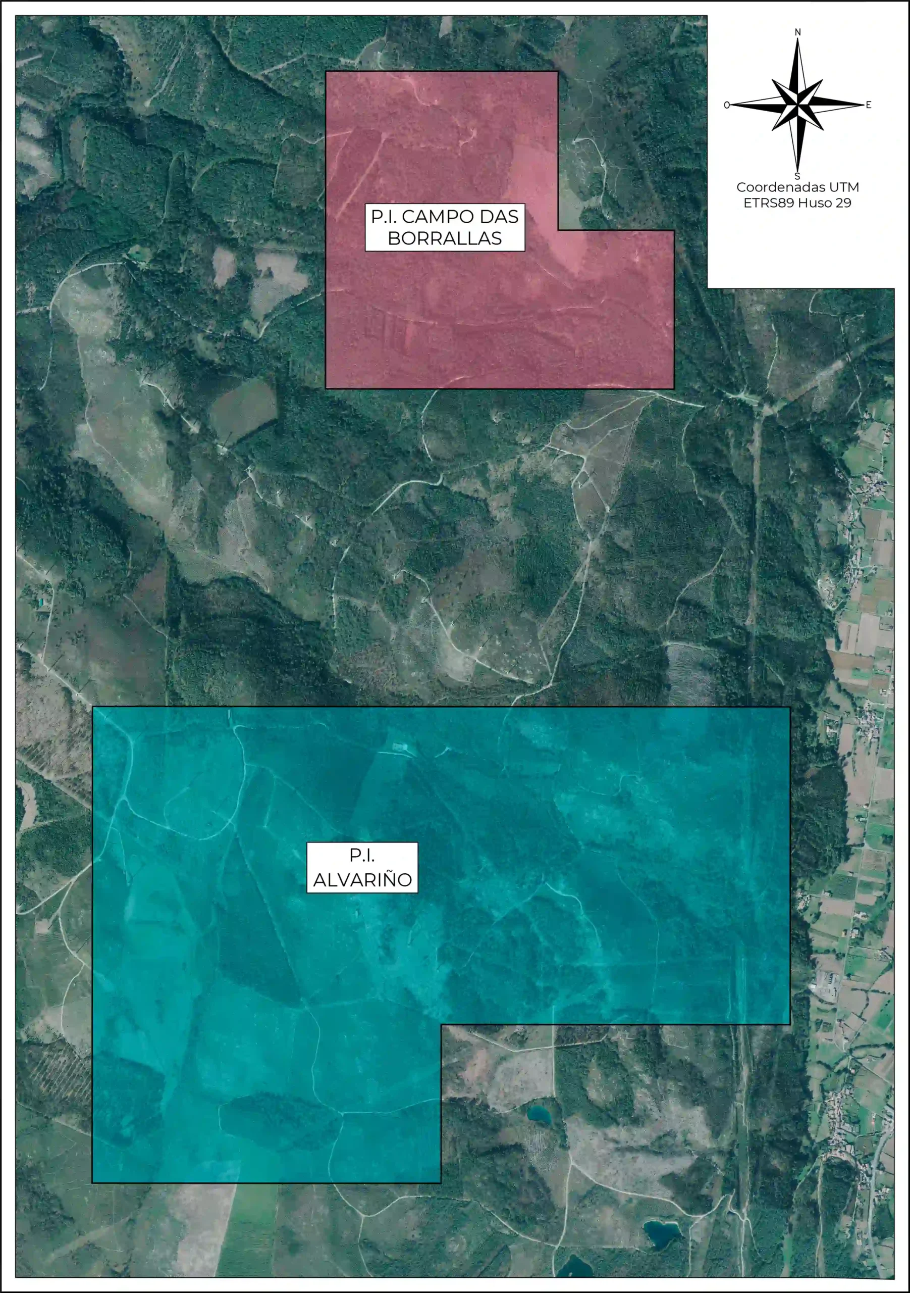 Mapa Campo das Borrallas e Alvariño
